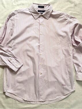 Daniel Cremieux Purple and White Striped Button-Front Shirt